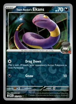 Voorkant Team Rocket's Ekans 112/182 uit Destined Rivals Common Near Mint conditie Pokémon kaart productfoto