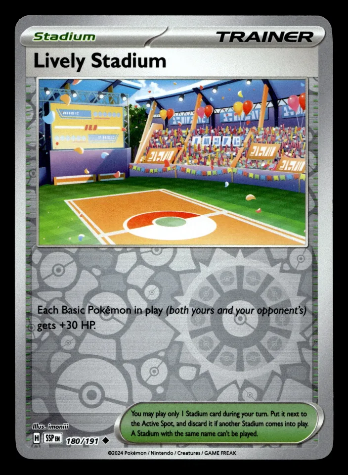 Lively Stadium #180 uit Surging Sparks Uncommon Near Mint conditie productfoto