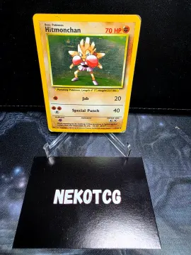 Referentieafbeelding Hitmonchan 7/102 uit Base Set Rare Holo Played conditie Pokémon kaart productfoto