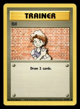 Voorkant Bill 91/102 uit Base Set Common Excellent + conditie Pokémon kaart productfoto