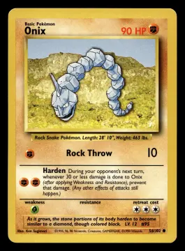 Voorkant Onix 56/102 uit Base Set Common Near Mint conditie Pokémon kaart productfoto NM 4/4