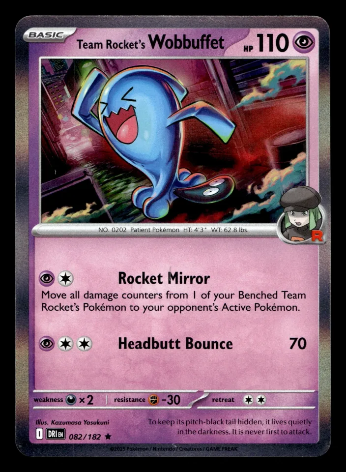 Team Rocket's Wobbuffet #82 uit Destined Rivals Rare Near Mint conditie productfoto