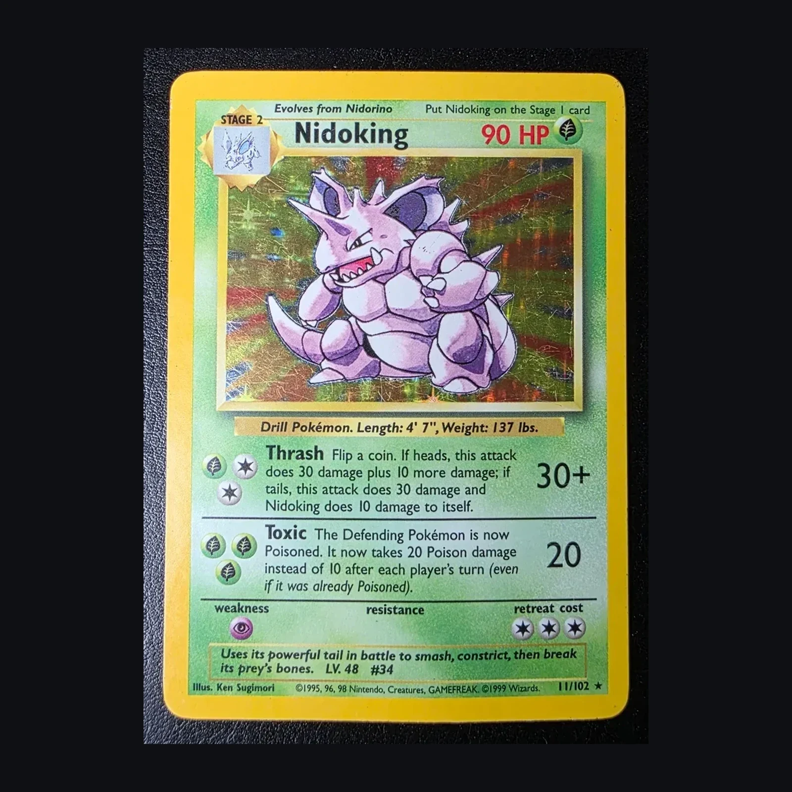 Referentieafbeelding Nidoking 11/102 uit Base Set Rare Holo Excellent conditie Pokémon kaart productfoto