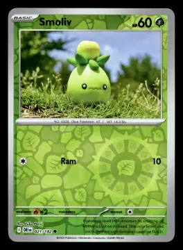 Voorkant Smoliv 21/182 uit Destined Rivals Common Near Mint conditie Pokémon kaart productfoto