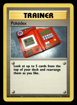 Voorkant Pokédex 87/102 uit Base Set Uncommon Excellent + conditie Pokémon kaart productfoto EX+ 1