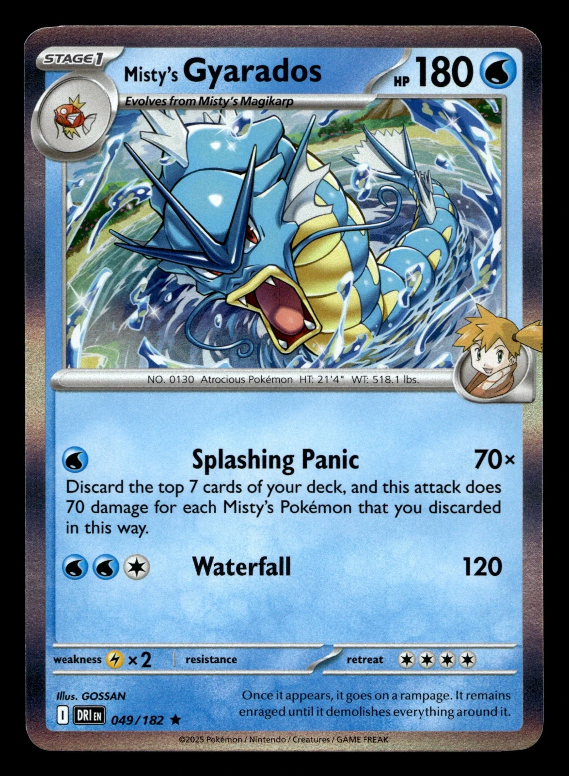 Voorkant Misty's Gyarados 49/182 uit Destined Rivals Rare Near Mint conditie Pokémon kaart productfoto