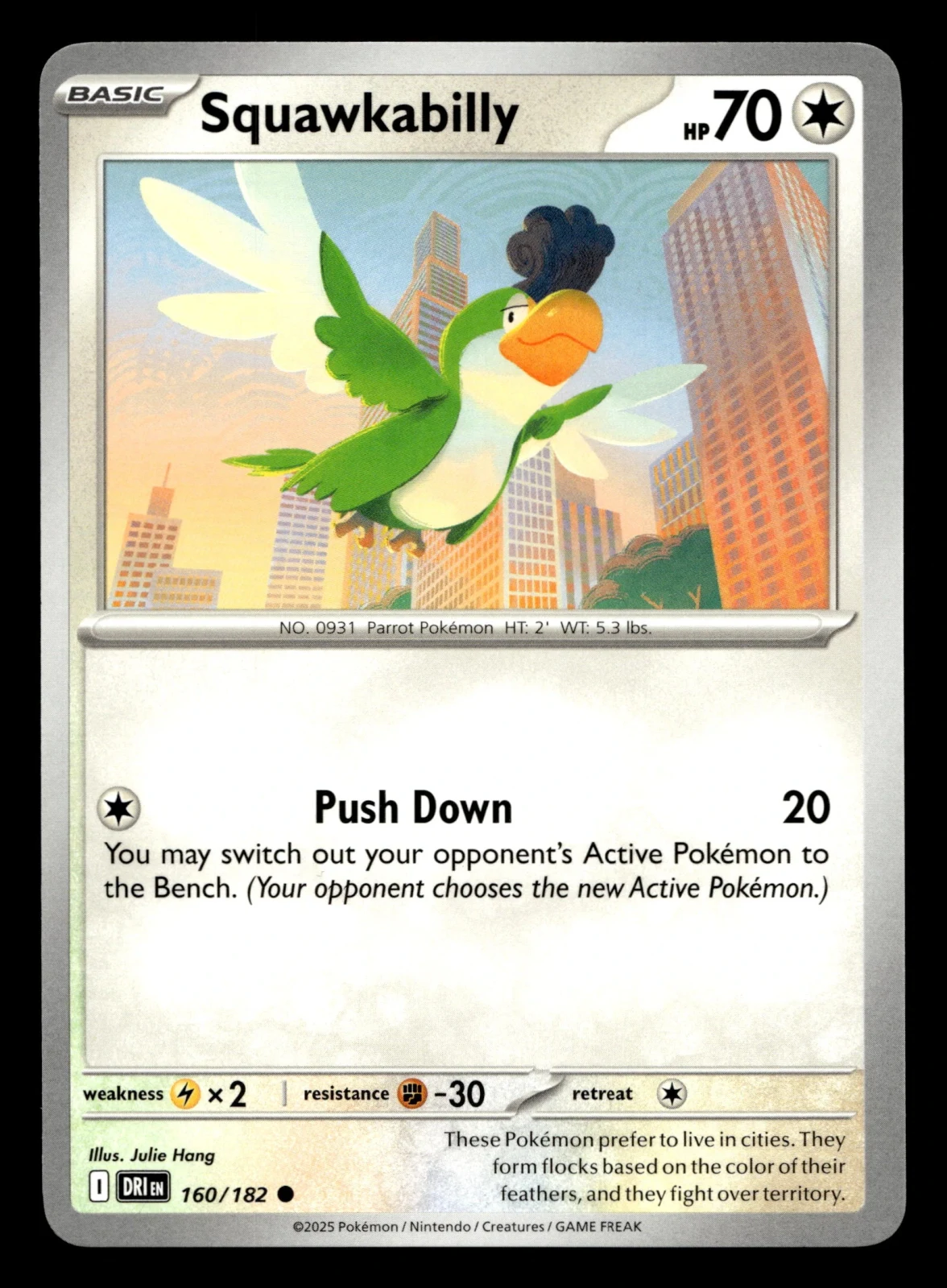 Voorkant Squawkabilly 160/182 uit Destined Rivals Common Near Mint conditie Pokémon kaart productfoto