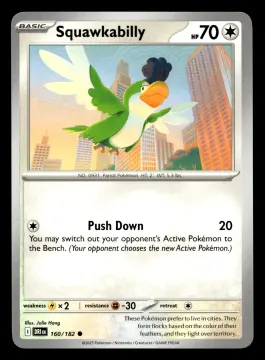 Voorkant Squawkabilly 160/182 uit Destined Rivals Common Near Mint conditie Pokémon kaart productfoto