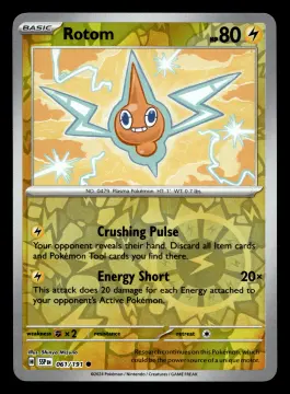 Voorkant Rotom 61/191 uit Surging Sparks Common Near Mint conditie Pokémon kaart productfoto