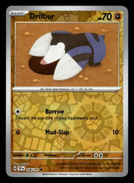 Voorkant Drilbur 108/191 uit Surging Sparks Common Near Mint conditie Pokémon kaart productfoto