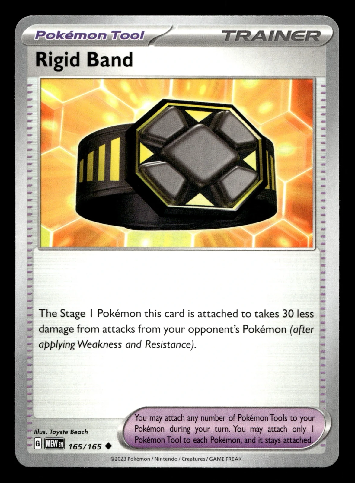Voorkant Rigid Band 165/165 uit 151 Uncommon Near Mint conditie Pokémon kaart productfoto
