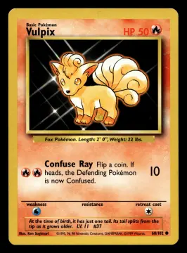 Voorkant Vulpix 68/102 uit Base Set Common Near Mint + conditie Pokémon kaart productfoto NM+ 2/2