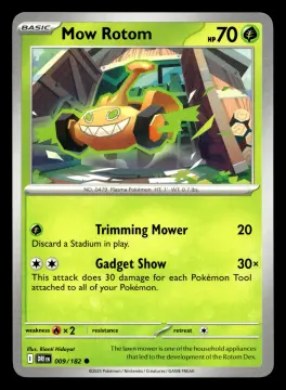 Voorkant Mow Rotom 9/182 uit Destined Rivals Common Near Mint conditie Pokémon kaart productfoto