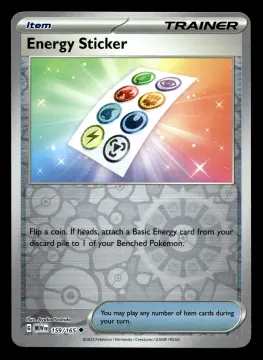 Voorkant Energy Sticker 159/165 uit 151 Uncommon Near Mint conditie Pokémon kaart productfoto