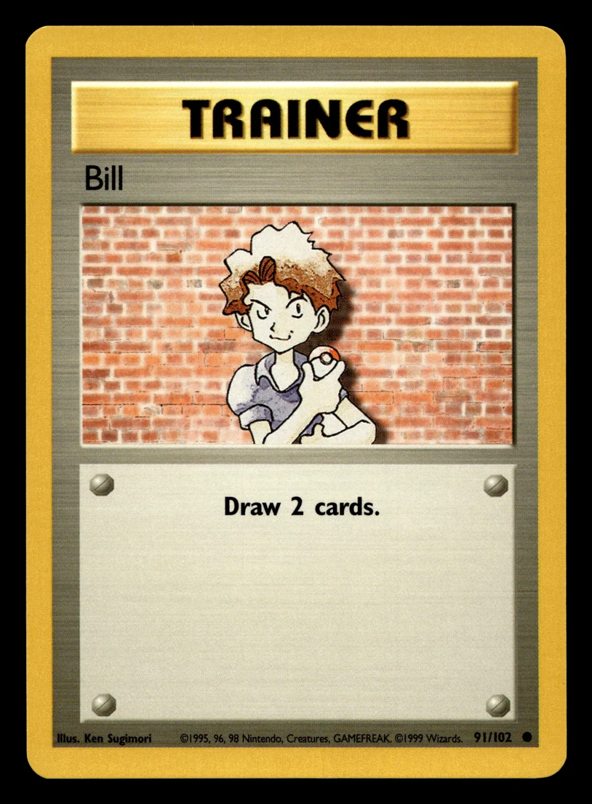 Voorkant Bill 91/102 uit Base Set Common Near Mint - conditie Pokémon kaart productfoto NM- 2/4