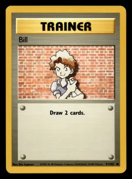 Voorkant Bill 91/102 uit Base Set Common Near Mint - conditie Pokémon kaart productfoto NM- 2/4