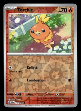 Voorkant Torchic 40/182 uit Destined Rivals Common Near Mint conditie Pokémon kaart productfoto