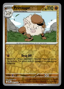 Voorkant Primeape 91/182 uit Destined Rivals Common Near Mint conditie Pokémon kaart productfoto