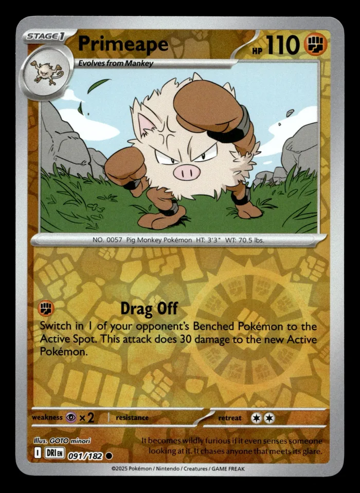 Primeape #91 uit Destined Rivals Common Near Mint conditie productfoto
