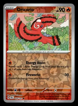 Voorkant Oricorio 26/191 uit Surging Sparks Common Near Mint conditie Pokémon kaart productfoto