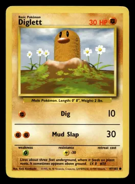Voorkant Diglett 47/102 uit Base Set Common Near Mint conditie Pokémon kaart productfoto NM 2/5