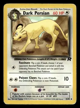 Voorkant Dark Persian 42/82 uit Team Rocket Uncommon Light Played conditie Pokémon kaart productfoto