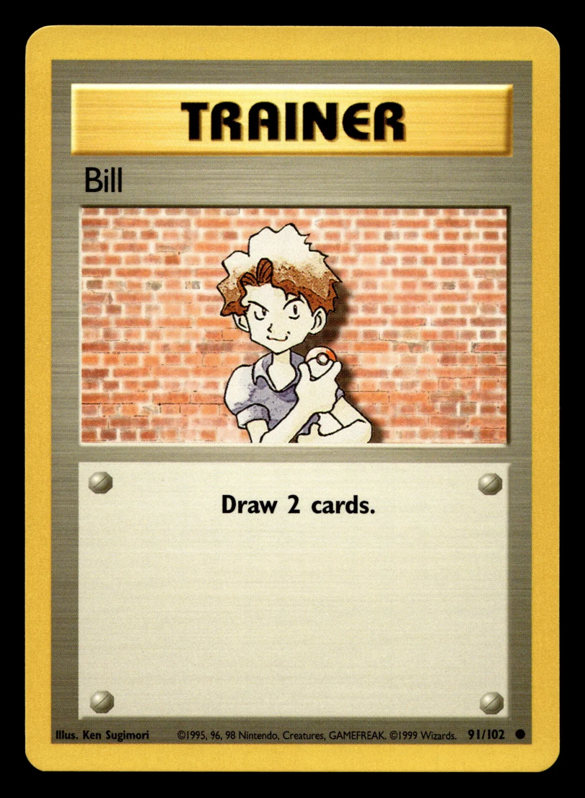 Voorkant Bill 91/102 uit Base Set Common Near Mint conditie Pokémon kaart productfoto NM 2/3