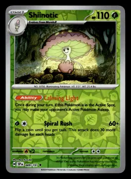 Voorkant Shiinotic 9/191 uit Surging Sparks Uncommon Near Mint conditie Pokémon kaart productfoto
