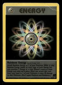 Voorkant Rainbow Energy 80/82 uit Team Rocket Rare Played conditie Pokémon kaart productfoto