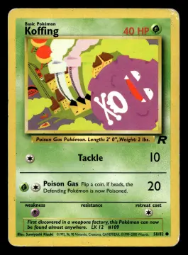 Voorkant Koffing 58/82 uit Team Rocket Common Light Played conditie Pokémon kaart productfoto