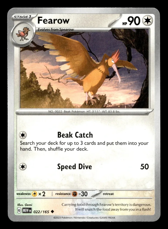 Fearow #22 uit 151 Uncommon Near Mint conditie productfoto