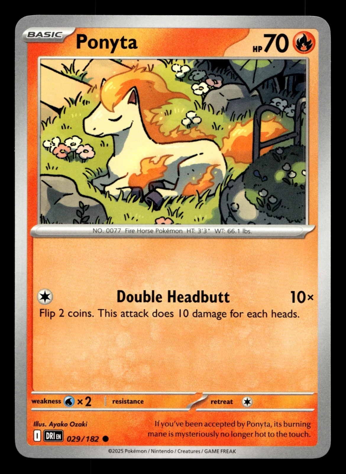 Voorkant Ponyta 29/182 uit Destined Rivals Common Near Mint conditie Pokémon kaart productfoto