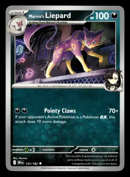 Voorkant Marnie's Liepard 131/182 uit Destined Rivals Uncommon Near Mint conditie Pokémon kaart productfoto