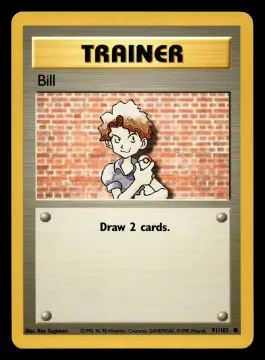 Voorkant Bill 91/102 uit Base Set Common Near Mint - conditie Pokémon kaart productfoto NM- 3/4