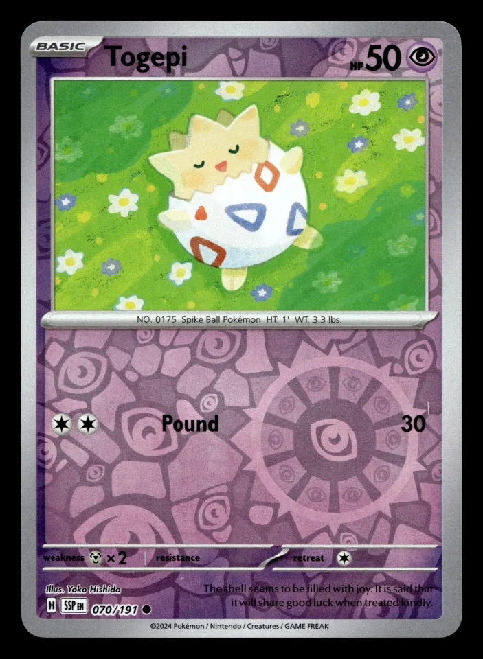 Togepi #70 uit Surging Sparks Common Near Mint conditie productfoto