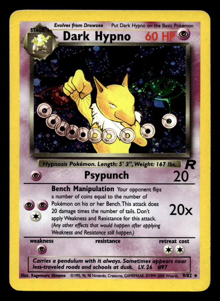 Dark Hypno #9 uit Team Rocket Rare Holo Light Played conditie productfoto