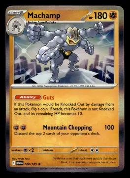 Voorkant Machamp 68/165 uit 151 Rare Near Mint conditie Pokémon kaart productfoto