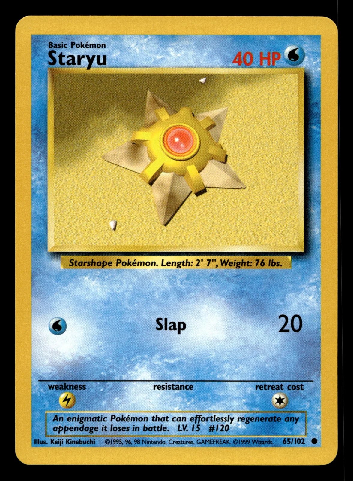 Voorkant Staryu 65/102 uit Base Set Common Near Mint conditie Pokémon kaart productfoto NM 2/2