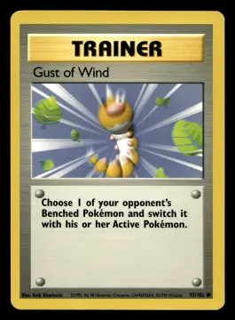 Voorkant Gust of Wind 93/102 uit Base Set Common Excellent conditie Pokémon kaart productfoto