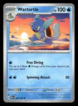 Voorkant Wartortle 8/165 uit 151 Uncommon Near Mint conditie Pokémon kaart productfoto