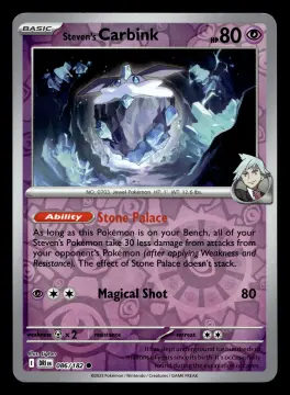 Voorkant Steven's Carbink 86/182 uit Destined Rivals Common Near Mint conditie Pokémon kaart productfoto