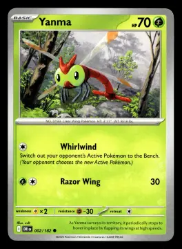 Voorkant Yanma 2/182 uit Destined Rivals Common Near Mint conditie Pokémon kaart productfoto