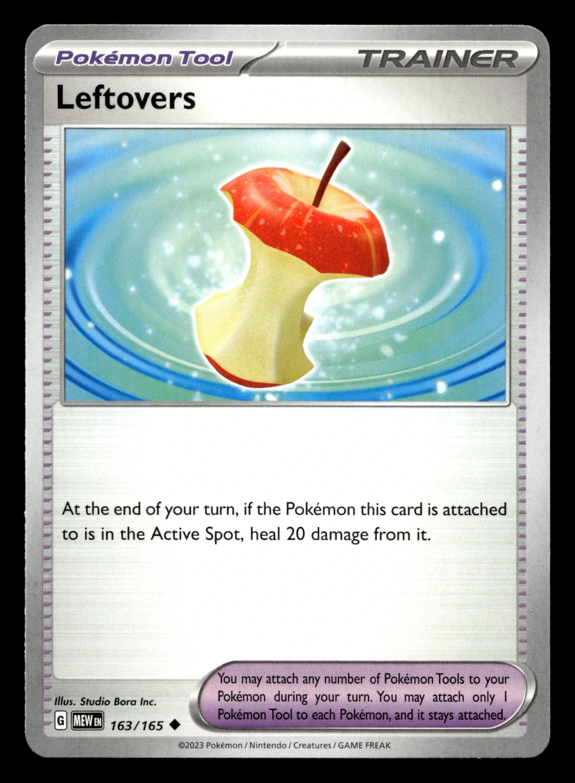 Voorkant Leftovers 163/165 uit 151 Uncommon Near Mint conditie Pokémon kaart productfoto