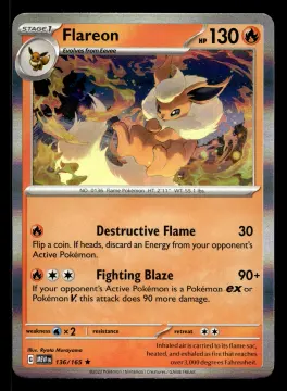Voorkant Flareon 136/165 uit 151 Rare Near Mint conditie Pokémon kaart productfoto