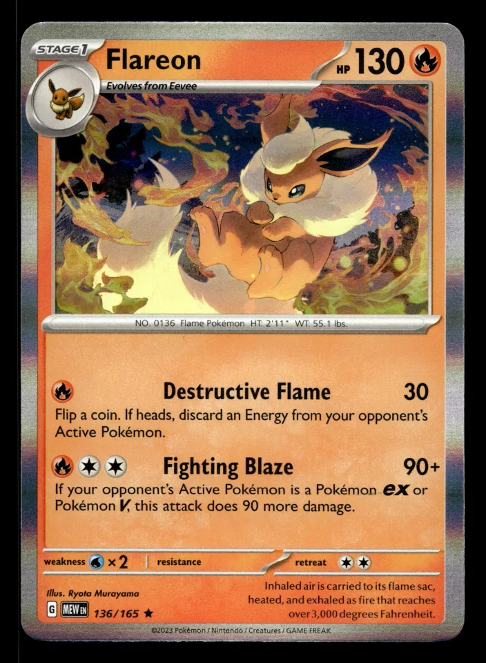 Flareon #136 uit 151 Rare Near Mint conditie productfoto