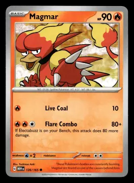 Voorkant Magmar 126/165 uit 151 Common Near Mint conditie Pokémon kaart productfoto