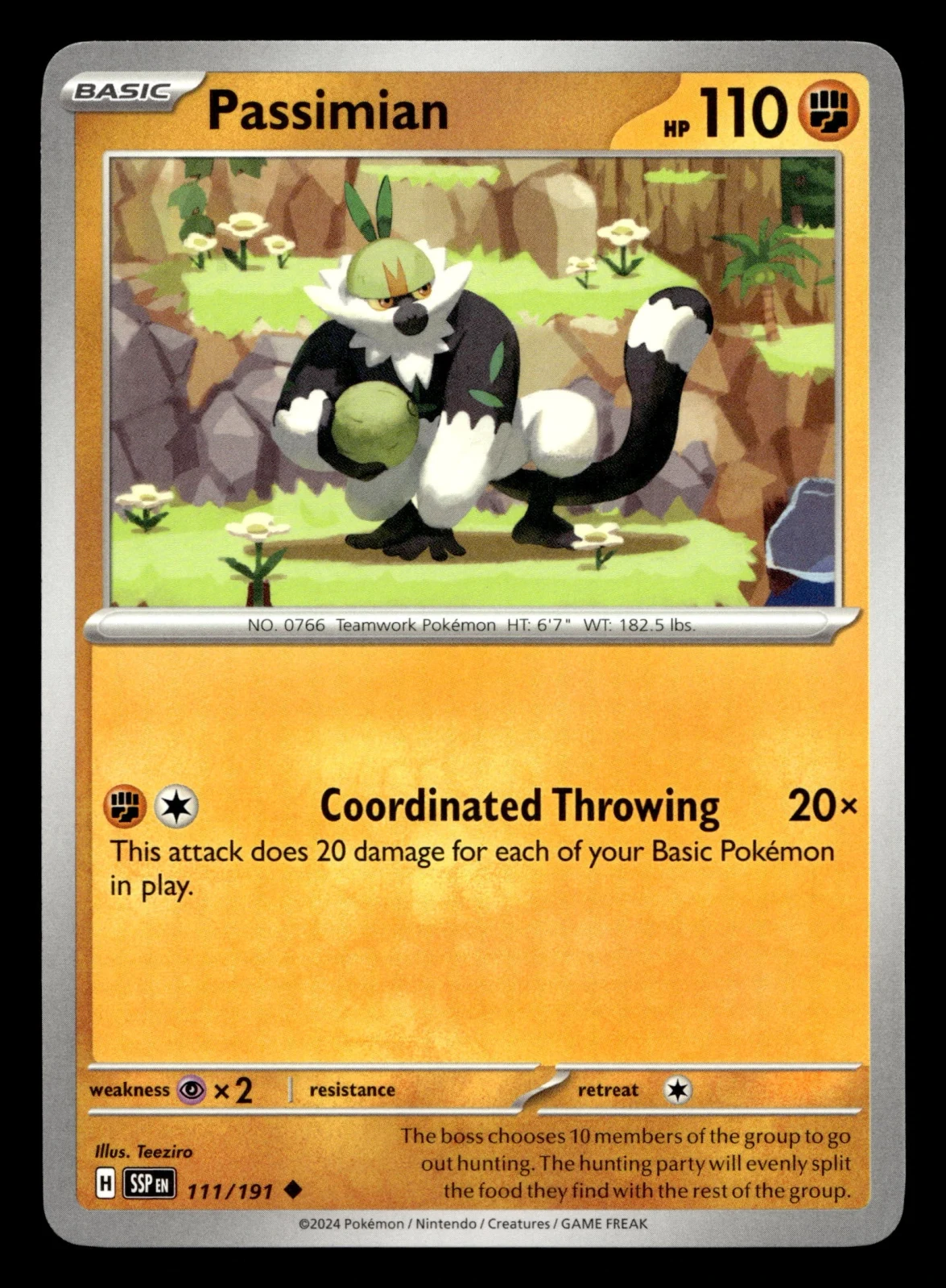 Voorkant Passimian 111/191 uit Surging Sparks Uncommon Near Mint conditie Pokémon kaart productfoto