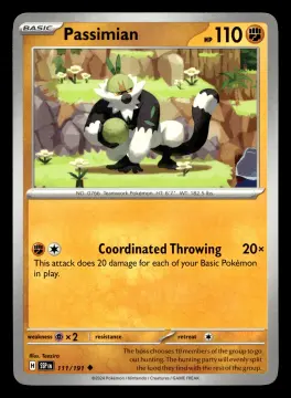 Voorkant Passimian 111/191 uit Surging Sparks Uncommon Near Mint conditie Pokémon kaart productfoto