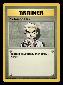 Voorkant Professor Oak 88/102 uit Base Set Uncommon Near Mint conditie Pokémon kaart productfoto NM 1/2