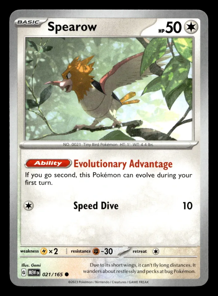 Spearow #21 uit 151 Common Near Mint conditie productfoto